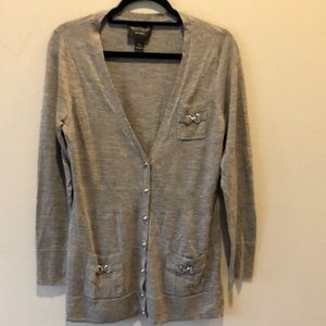 White House Black Market Grey Merino sweater